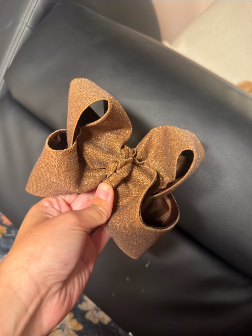 Sparkle Brown Kids Bow Hair Clip - Classic Accent